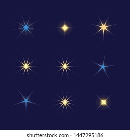 Bright firework, decoration twinkle, shiny flash. Glowing light effect star. Sparkle lights vector