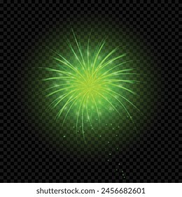 Ilustración brillante de los fuegos artificiales sobre fondo transparente.