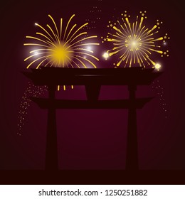 bright fireworks cartoon