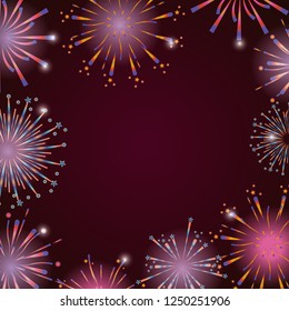 bright fireworks cartoon