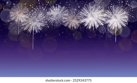 Brilhante queima de fogos de artifício contra um céu noturno azul, perfeito para o Ano Novo, Diwali, ou celebrações festivas. Ideal para planos de fundo, convites ou projetos de férias.