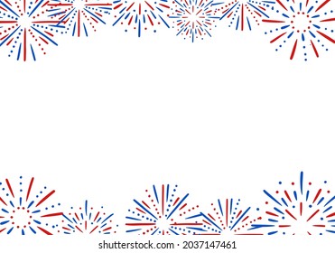 Bright Fireworks Vector Background Border.