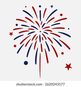 Bright fireworks vector illustration perfect for New Year celebrations, music festivals, and weddings. Adaptable for 4th of July Independence Day as well