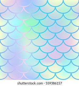 Bright fish scale vector seamless pattern. Gradient mesh background with fishscale ornament. Pale yellow pink gradient mesh. Mermaid pattern or decor element. Fish skin or Mermaid tail texture