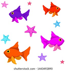 bright fish and starfish, pattern
