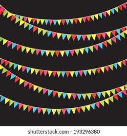 Bright flags on black background