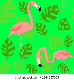 Bright flamingo pattern. Seamless vector pattern