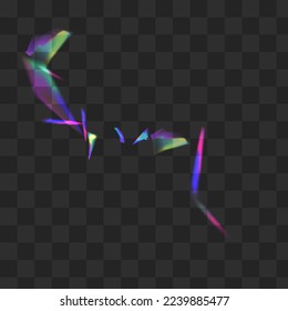 Bright Flare Vector Transparent Background. Color Flash Metal Banner. Holo Confetti Digital Illustration. Rainbow Paper Blur Design.