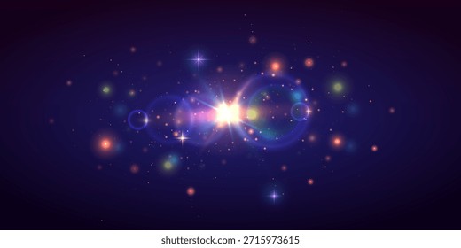 A bright flash. A bright beam of light, glowing particles, a bright star effect. A flash of light and an explosion.