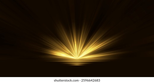 Bright flash effect with rays and glare. Light light blur effect. Vector illustration.