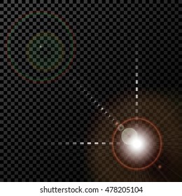 A bright flash and glow. Glare and rays on a gradient background. Vector illustration