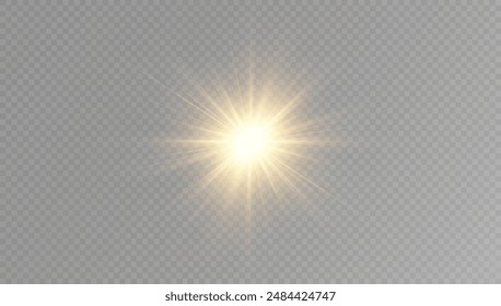 Bright flash of light. Flash light effect of transparent sunlight. light of radiance.