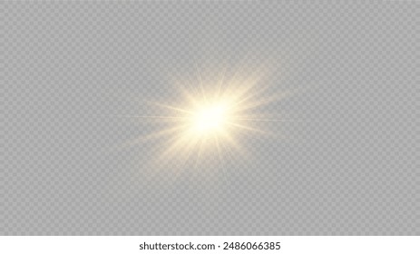 Bright flash of light. Flash light effect of transparent sunlight. light of radiance.