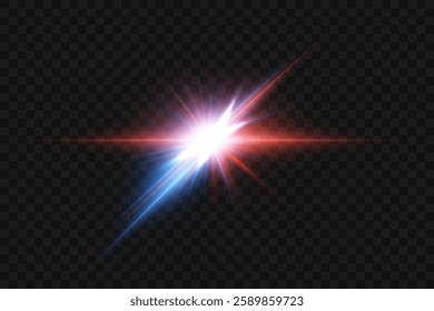 A bright flash of light, an explosion of stars and rays.