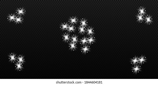 bright flash of light glare of a star shimmers with rays on a black background