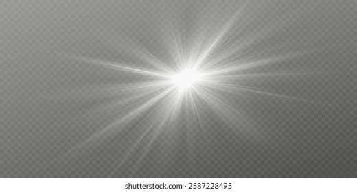 Bright flash of light. Glow effect. White light.
