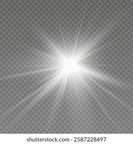 Bright flash of light. Glow effect. White light.