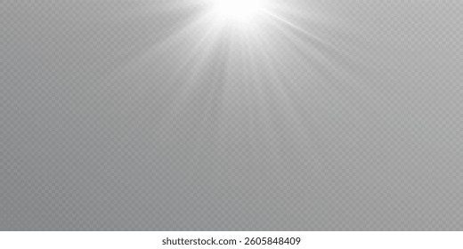 Bright flash of light. Glow effect. White light.
