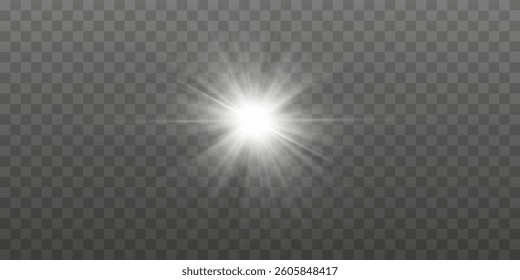 Bright flash of light. Glow effect. White light.