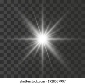 
Bright flash of light, new star, bright sun for vector illustrations.