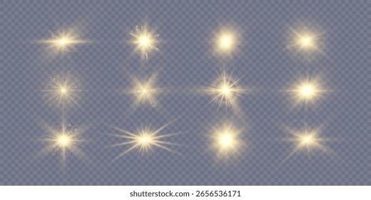 Heller Lichtblitz, neuer Stern, helle Sonne für Vektorgrafiken.Sonne, Sommer. Sonnenlicht png. Lichtausbruch des Lichtpng. Vektor	
