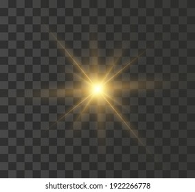 
Bright flash of light on a transparent background vector illustration.