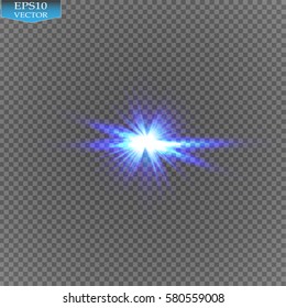 A bright flash of light. Star in space. Bright vector shine. realistic len flare beam and flash on transparent background vector illustration 