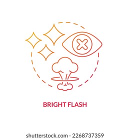 Bright flash red gradient concept icon. Cause of temporary blindness. Nuclear explosion danger abstract idea thin line illustration. Isolated outline drawing. Myriad Pro-Bold font used