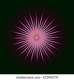 Bright flashes of colored stars on a dark background and transparent. Vector design elements