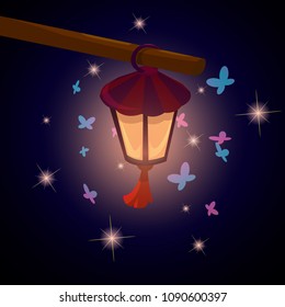 Bright flashlight with magical butterflies.