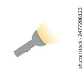 Bright flashlight. Pocket electric torch. Vector flat illustration isolated on a white background.