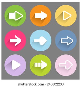 bright flat arrow icons. vector