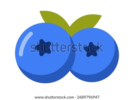 Bright flat colored blueberry icon with minimal shape and smooth design, perfect for summer fruit, dessert, and healthy food themes.