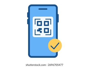 Bright flat colored icon of QR code payment symbolizing contactless and mobile financial transactions.