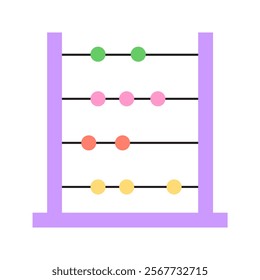 Bright flat design abacus illustration, representing school, learning, and stationery themes. Perfect for educational content and math-related designs.