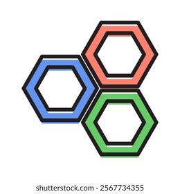 Bright flat hexagon shape design illustration, versatile for school and stationery themes. Great for educational, geometric, or modern design projects.