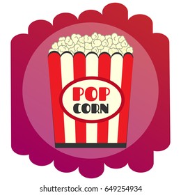 Bright flat Popcorn icon. The sign of the cinema. single