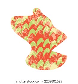 Bright flat shape with a red-green print. Cute texture design element.