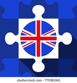 Bright flat vector banners with puzzle for English language learning. Courses of foreign language, schools for studying British pronunciation. Information for site, social network, poster and flyer.