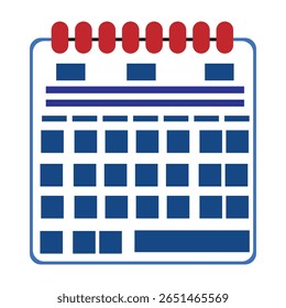 Icono de Vector brillante y plano de un calendario mensual, ideal para programar App, planificadores de eventos, paneles de Web e interfaces de productividad