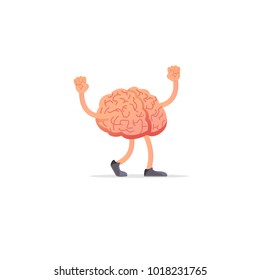 Bright  Flat Vector Illustration Of  Brain . Brain Workout (hard Work Concept)