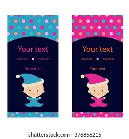 Bright flayers with Santa baby. Vector illustration template