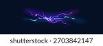 Bright flickering lightning effect, thunderstorm, stormy weather, electric discharge. Vector illustration