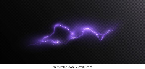 Bright flickering lightning effect, thunderstorm, stormy weather, electric discharge. Vector illustration