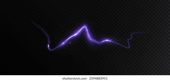 Bright flickering lightning effect, thunderstorm, stormy weather, electric discharge. Vector illustration