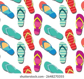 Bright flip flop pattern on white background