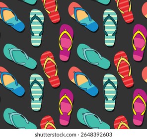 Bright flip flop pattern on grey background