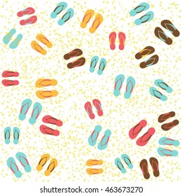 Bright flip flops pattern on a white background.