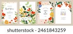 Bright floral artistic templates. For wedding and birthday invitations, and bridal shower, Mothers Day cards, flyer, poster, banner, brochure, menu, post in social networks, events and page cover.
