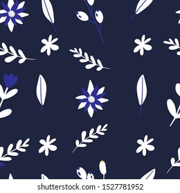 Bright  floral background made of flowers and hearts. Vector pattern can be used for wallpapers, pattern fills, web page backgrounds,surface textures. Gorgeous seamless floral background
